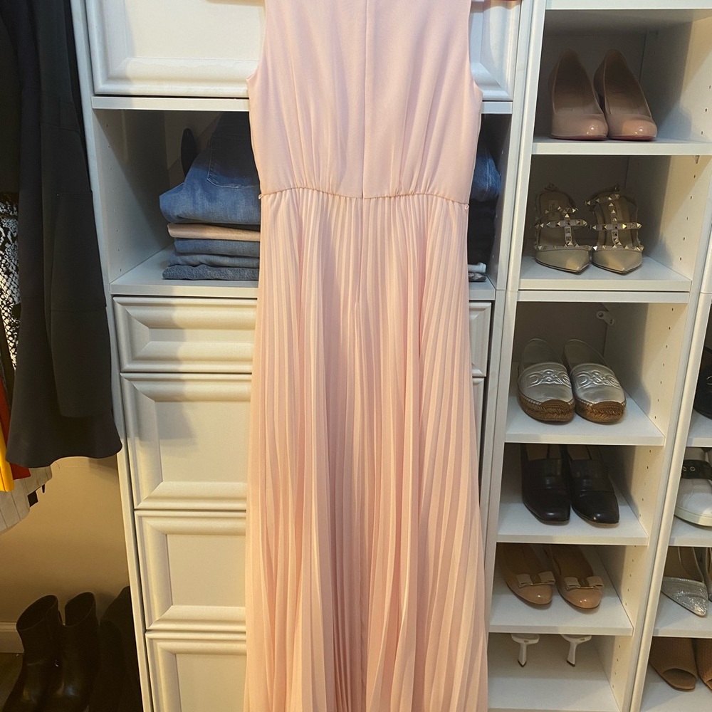White House Black Market Pink Pleated Maxi Gown
